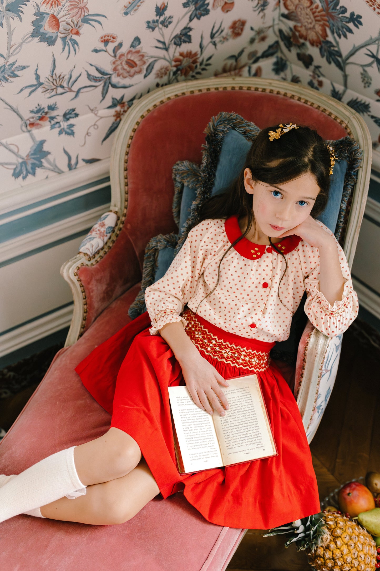 Marie - Ensemble Jupe A Smock Rouge - Antoinette Paris