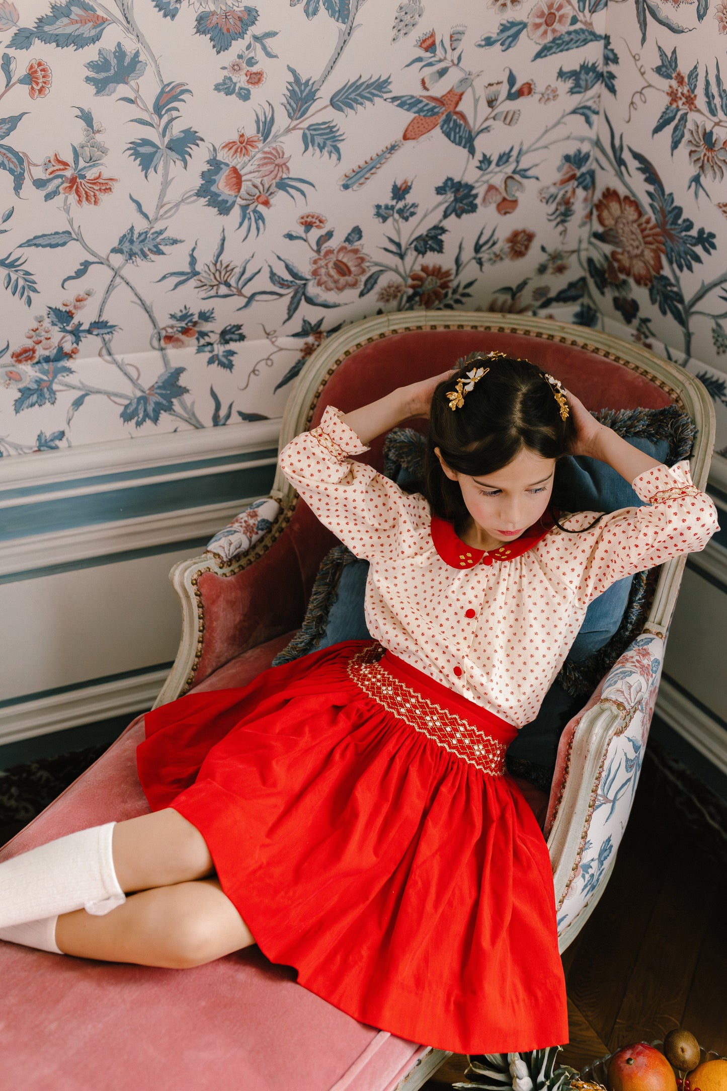 Marie - Ensemble Jupe A Smock Rouge - Antoinette Paris