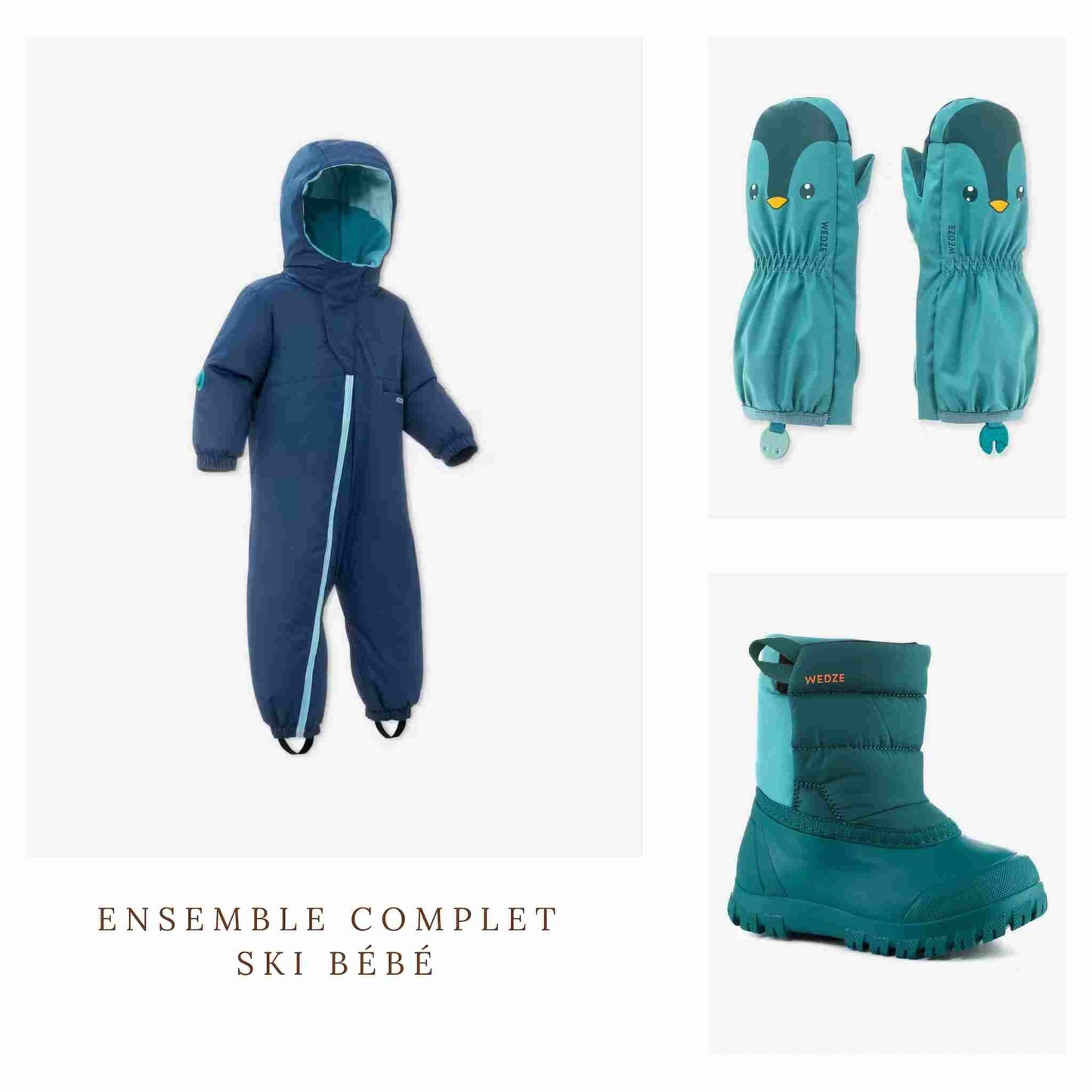 Ensemble ski bébé - bleu/turquoise - Tinokai