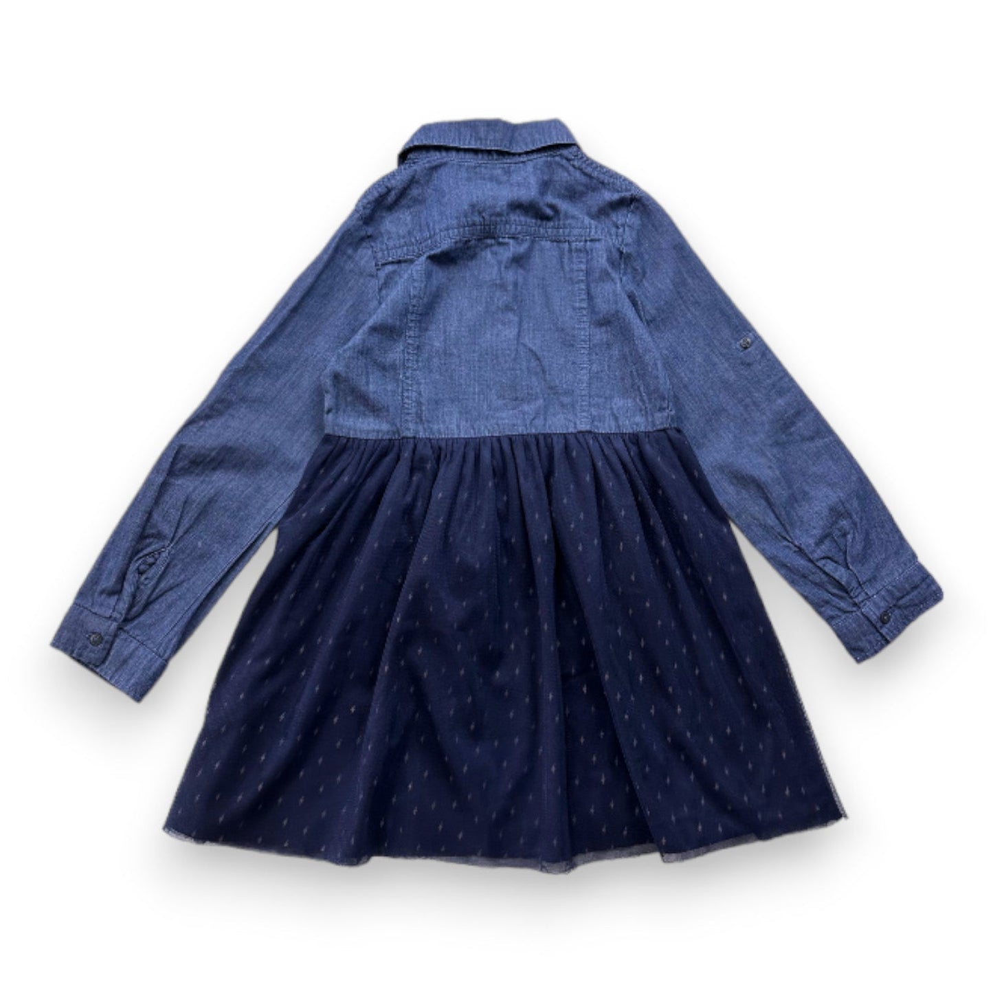 Robe Bleue Effet Chemise Et Jupe En Tulle - 6 Ans - Ikks - Tinokai