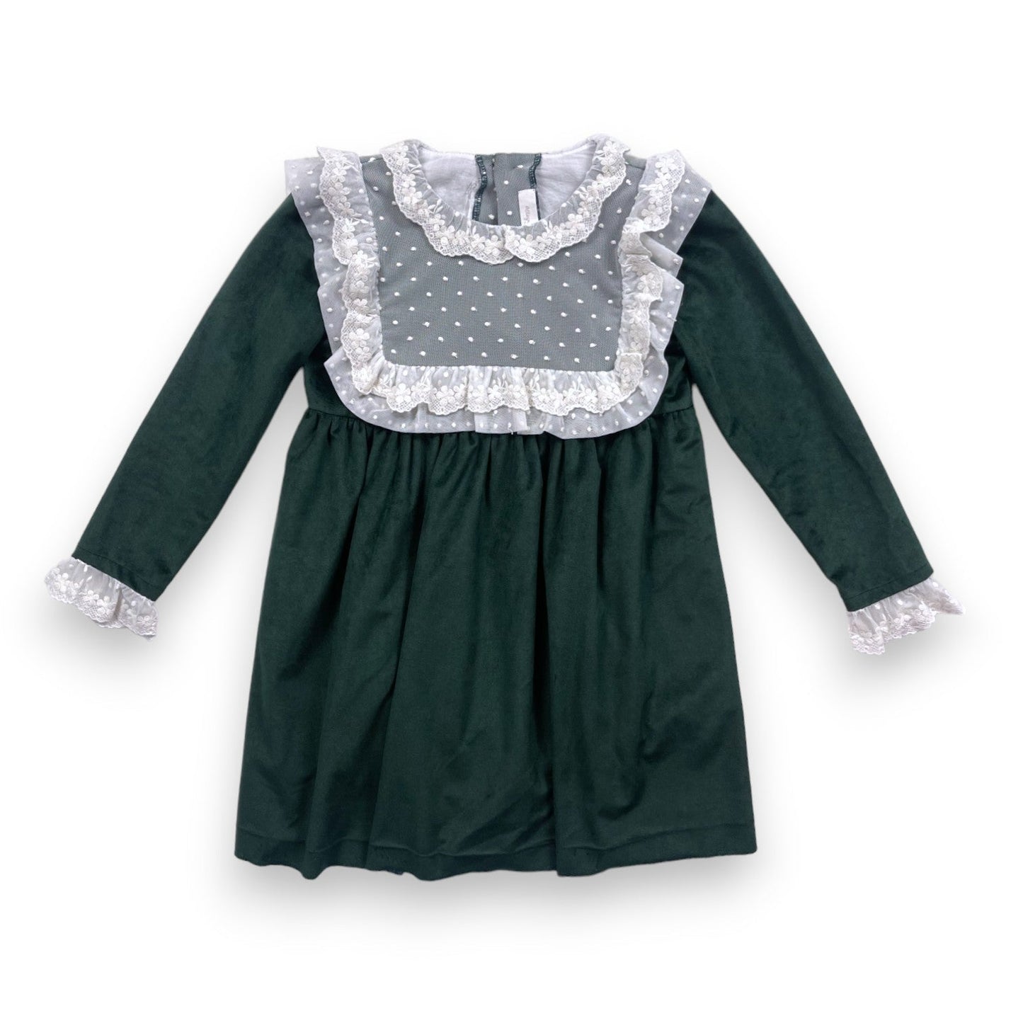Robe En Velours De Soie Verte - 8 Ans - Allegra - Tinokai