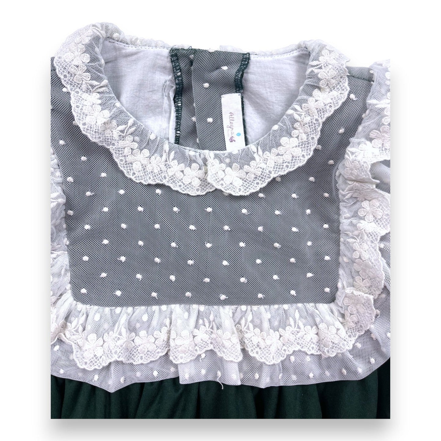 Robe En Velours De Soie Verte - 8 Ans - Allegra - Tinokai