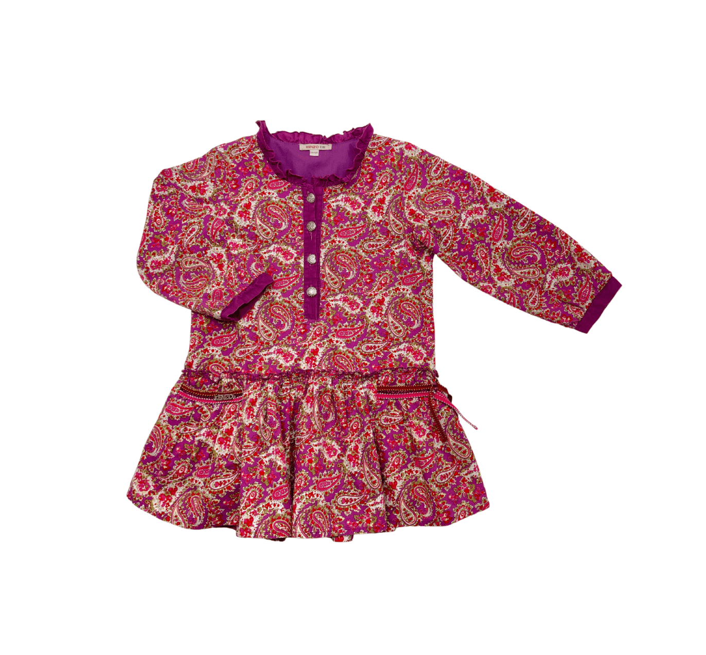 Robe Fuchsia À Fleurs - 8 Ans - Kenzo - Tinokai