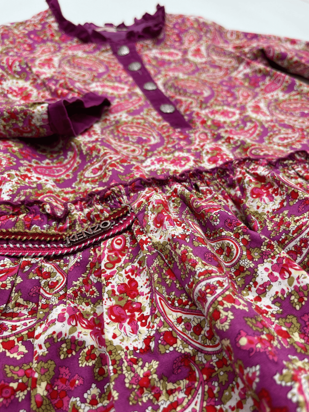 Robe Fuchsia À Fleurs - 8 Ans - Kenzo - Tinokai