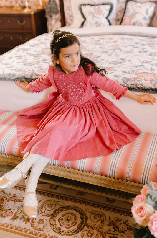 Angele - Robe A Smock Rose  - Antoinette Paris