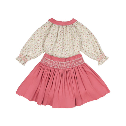 Marie - Ensemble Jupe A Smock Rose Et Blouse Assortie 4t