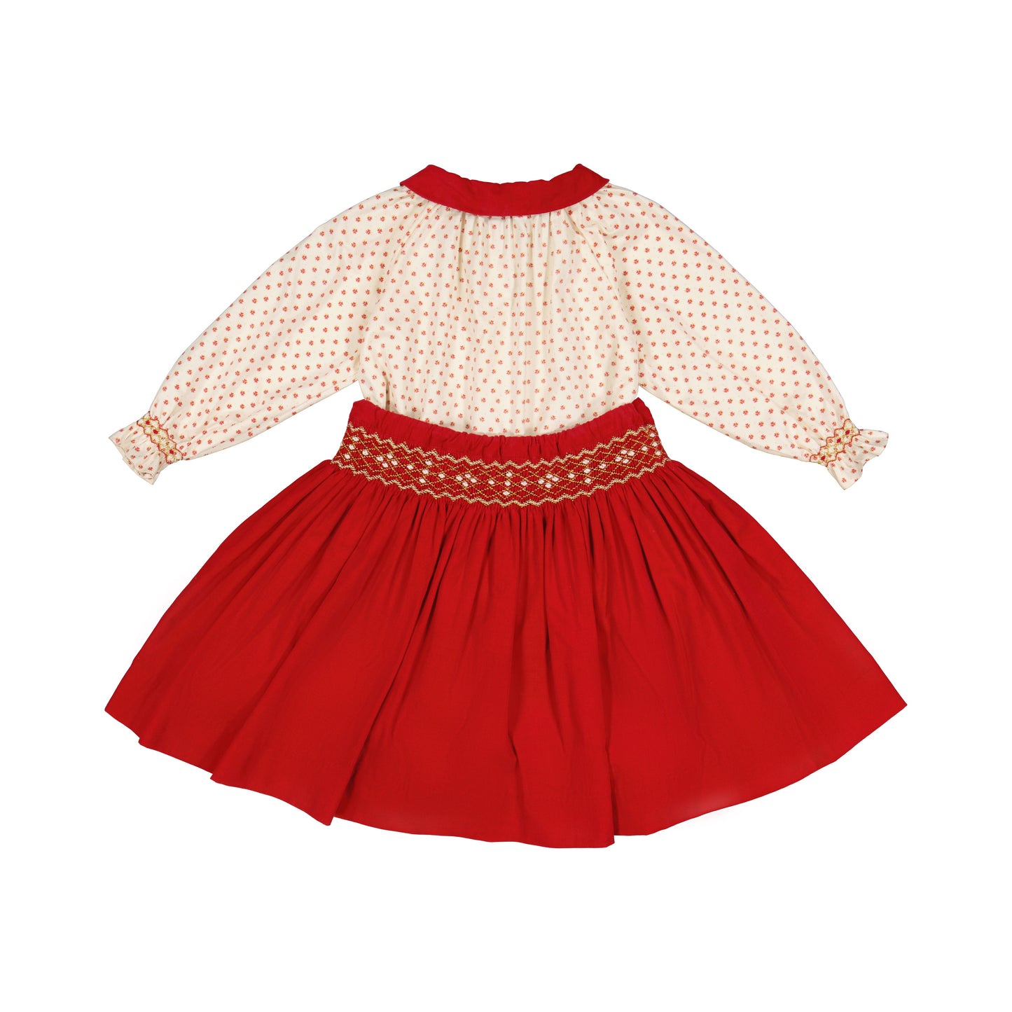 Marie - Ensemble Jupe A Smock Rouge - Antoinette Paris