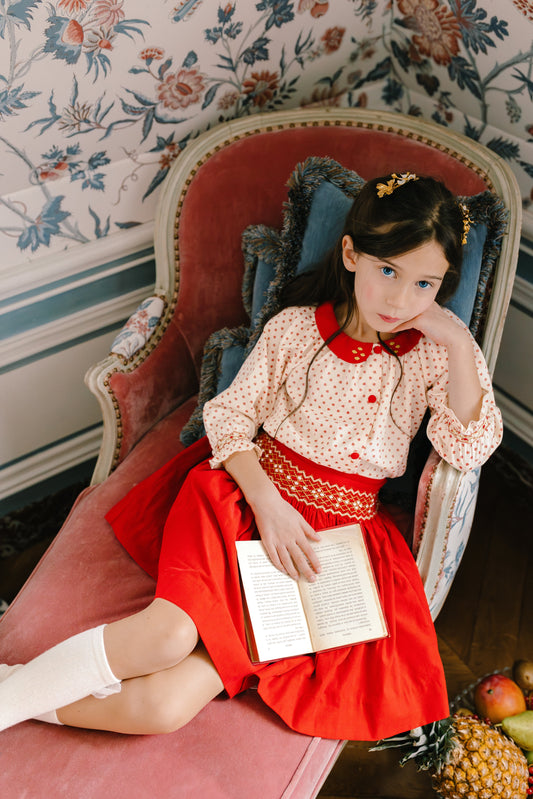 Marie - Ensemble Jupe A Smock Rouge - Antoinette Paris