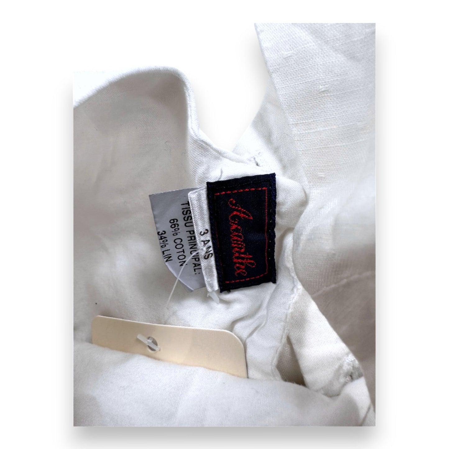 Acanthe - Robe Blanche En Lin - 3 Ans - Tinokai