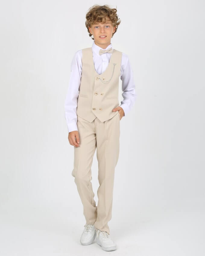 Costume Enfant 4 Pièces : Nœud Papillon, Chemise, Veste et Pantalon - Tinokai